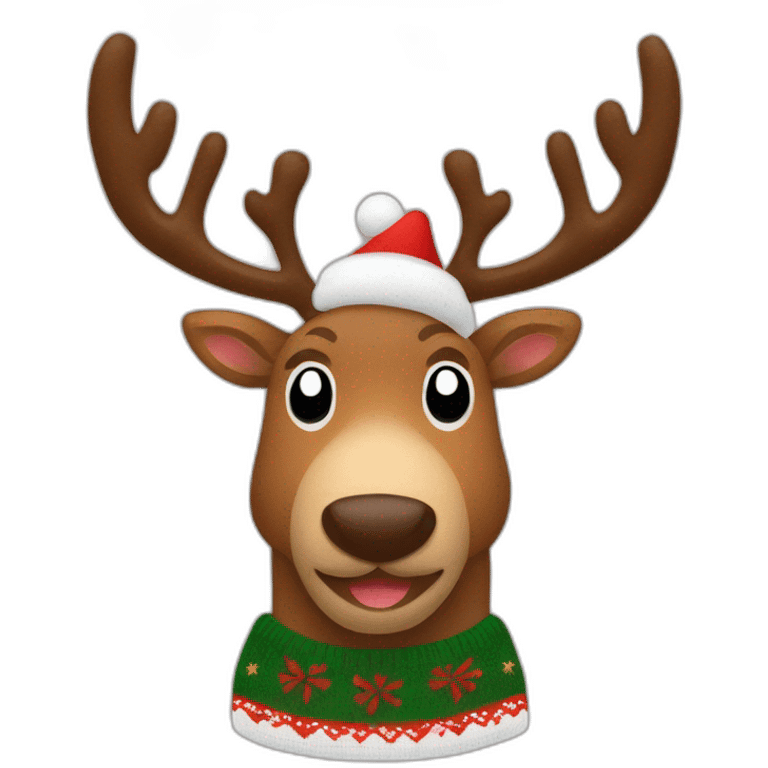 reindeer in a Christmas sweater emoji