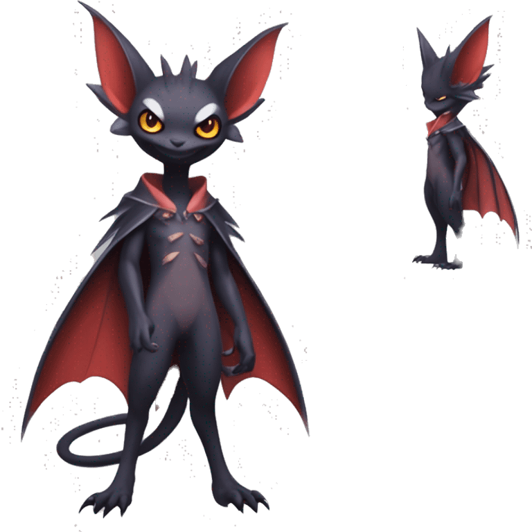  Kawaii Cool Vampiric Beautiful Noivern-Nargacuga-Litten with big Bat Ears full body emoji