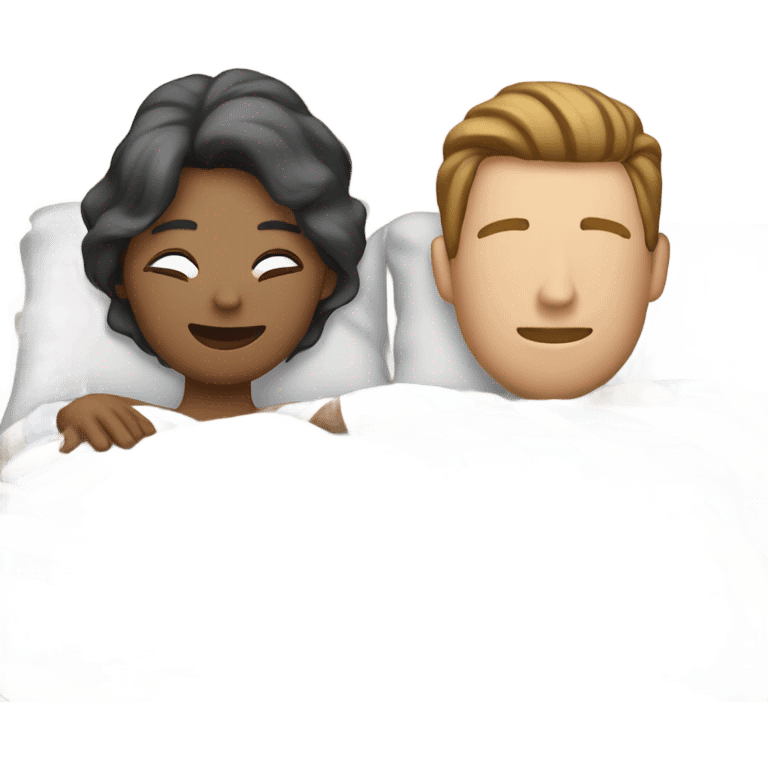 married man and woman sleeping in bed with striped pajamas  emoji