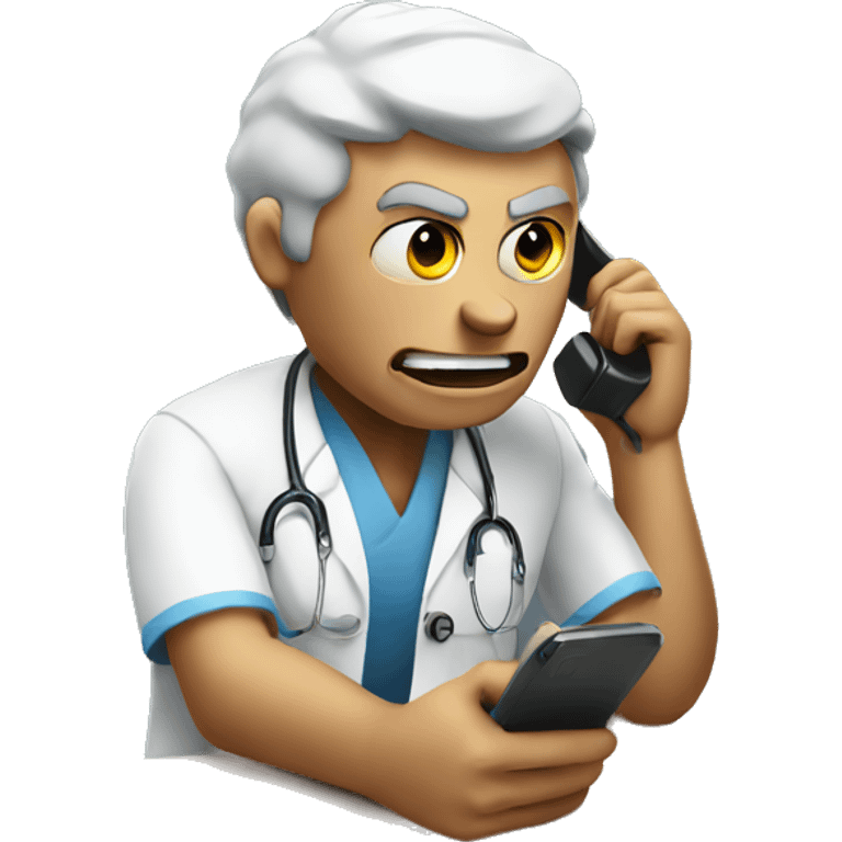 Angry hospital patient on the phone emoji