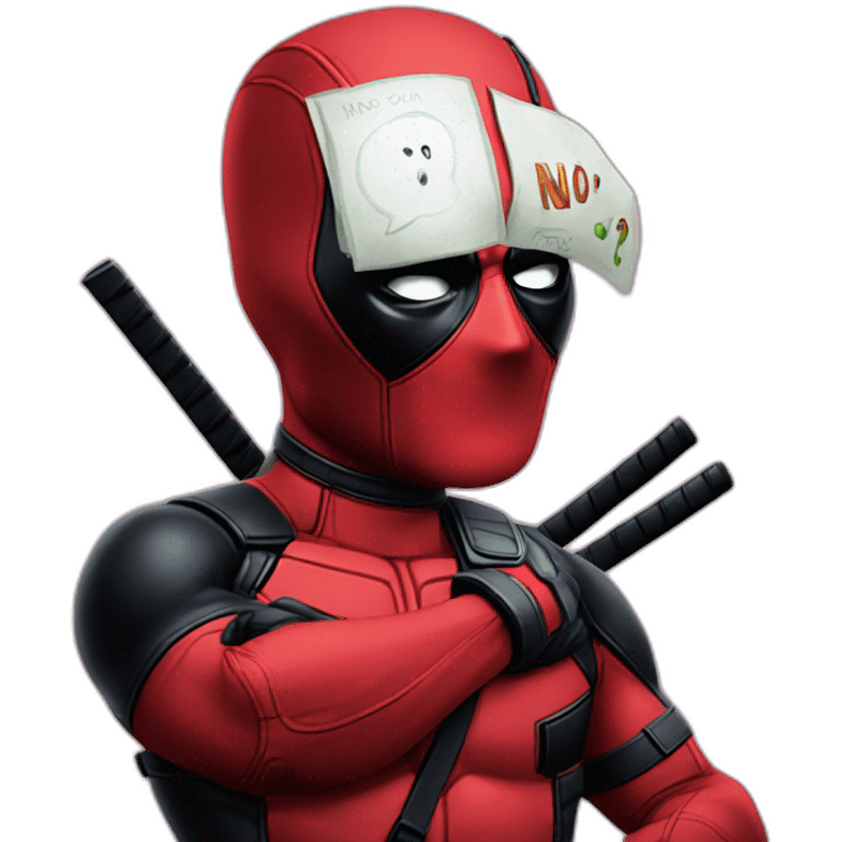 Deadpool saying no in text emoji