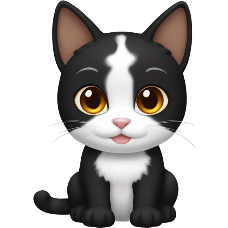 Dark black and Brown tabi cat cat with white emoji