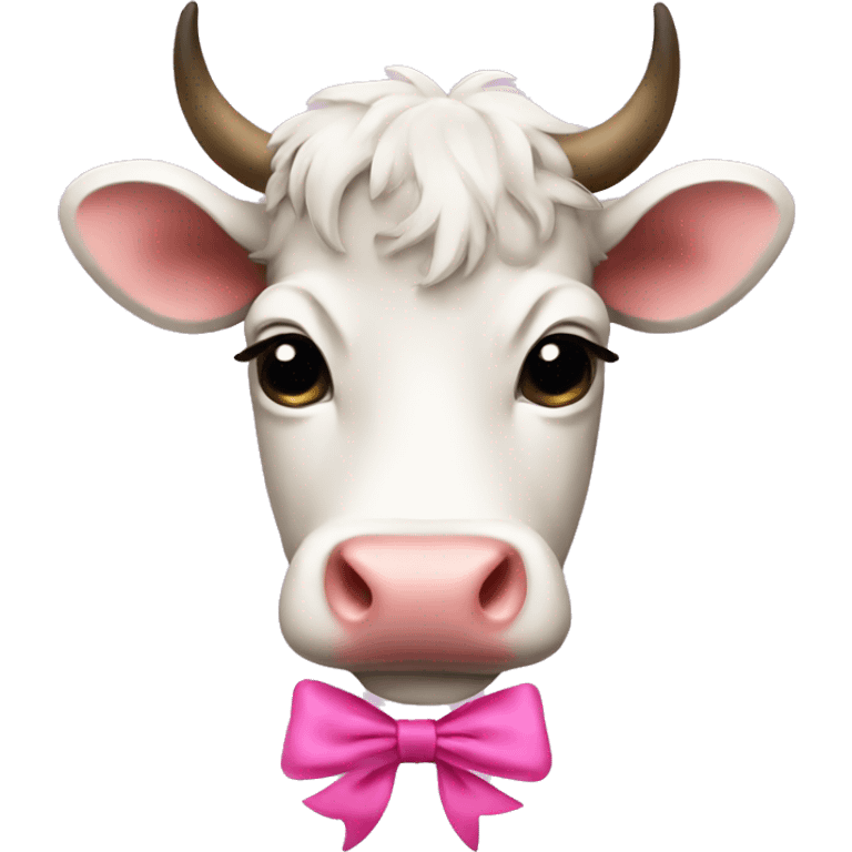 scottish cow with cute pink bow emoji