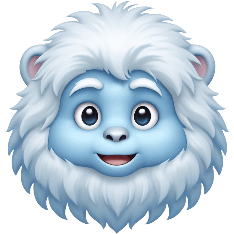 Cinematic Cute Yeti Portrait Emoji, with a charming, small, fluffy form in soft snowy whites and cool blues, featuring big, innocent eyes and a shy, gentle smile, simplified yet irresistibly endearing, highly detailed with a soft glowing outline that captures the whimsical charm of a friendly yeti ready for a cuddle! emoji