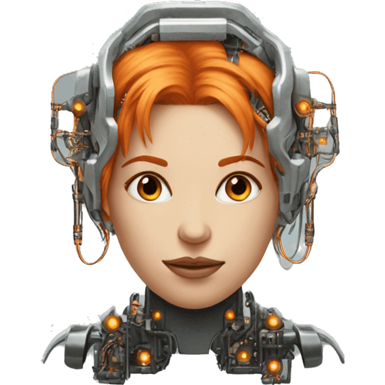 Head Female cyborg orange hair and circuits emoji