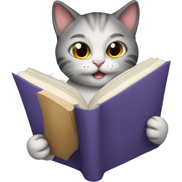 Cat reading a book emoji