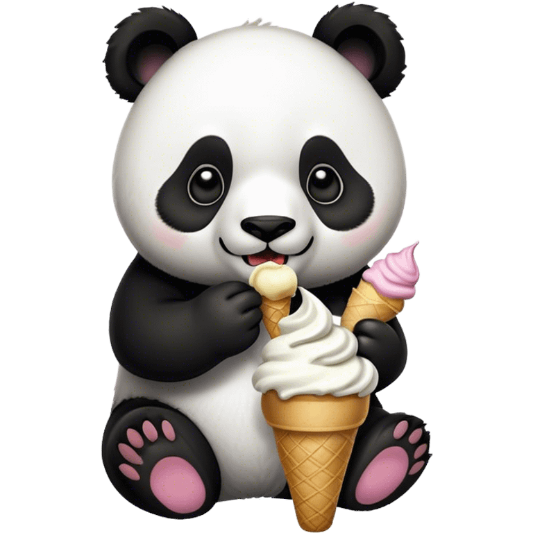 Panda eating ice cream emoji