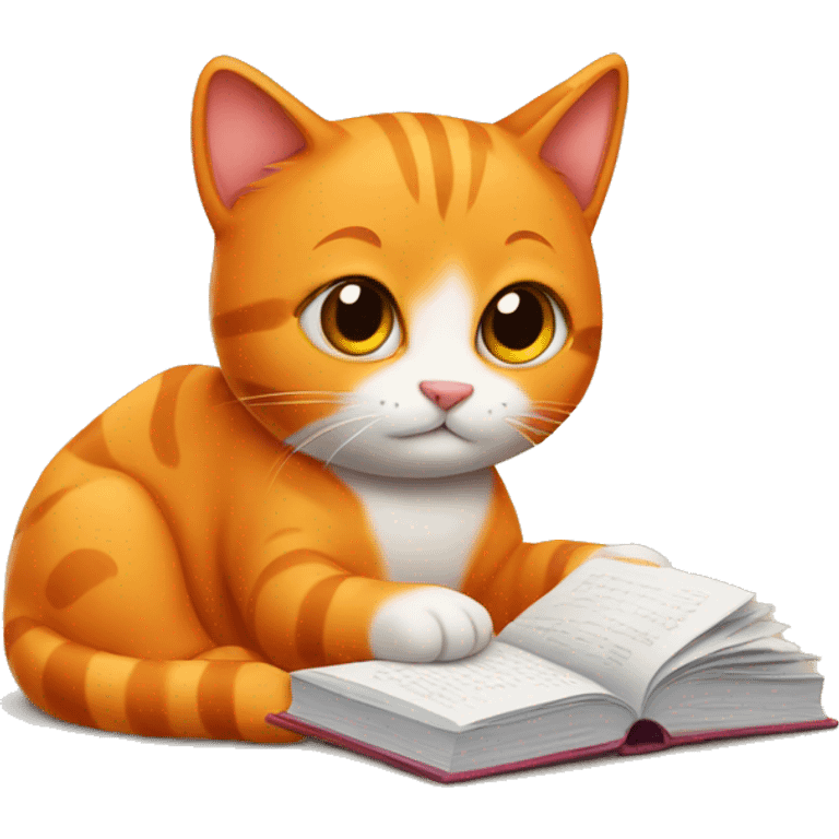 cute orange cat studying emoji