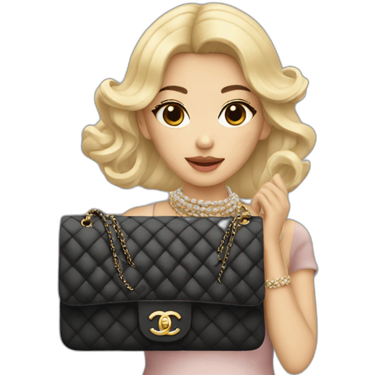 Blonde Asian girl with Chanel bag and necklace emoji