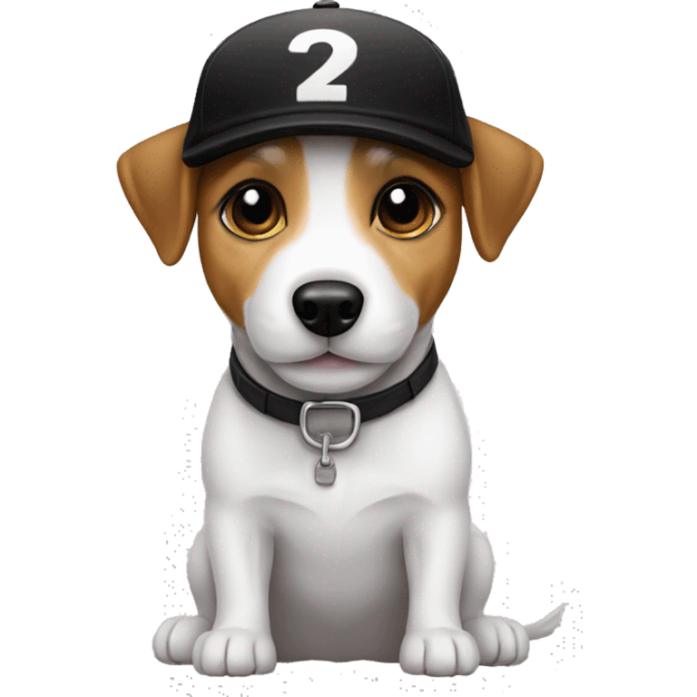 Jack Russell Terrier blanco con negro emoji con gorra emoji