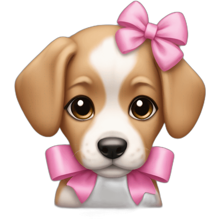 puppy girl wearing pink bow emoji