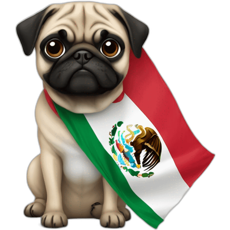 Pug with mexican flag emoji