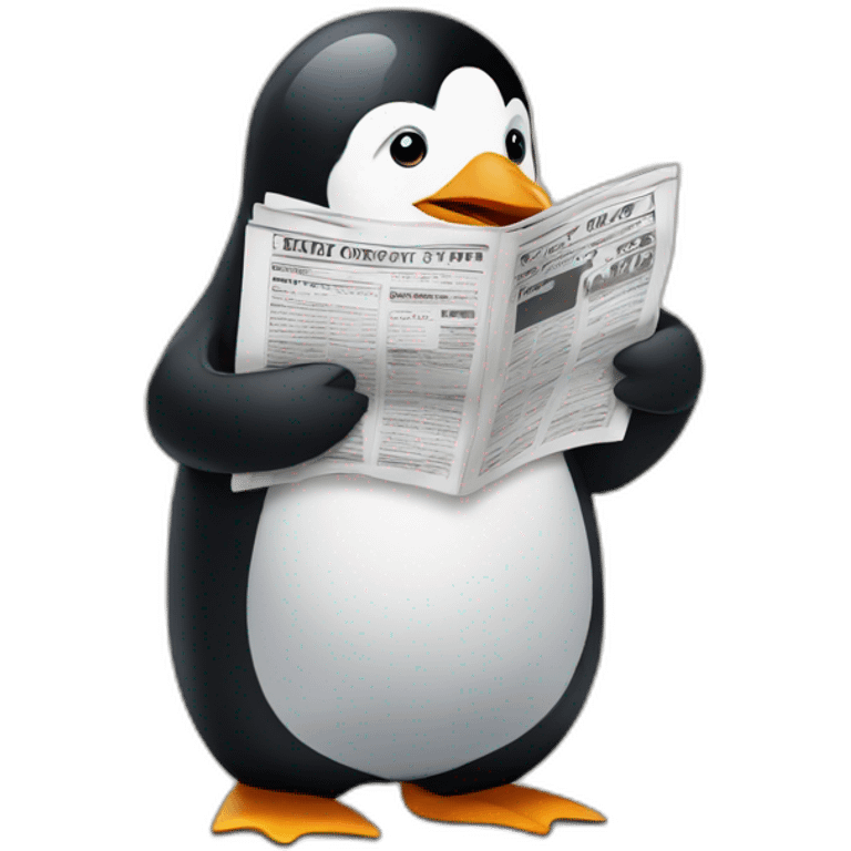 Penguin reading newspaper emoji