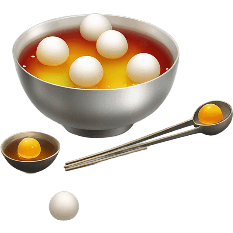 Tang yuan in a bowl with a spoon emoji