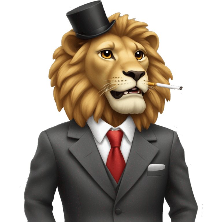 A lion with a suit and a cigarette  emoji