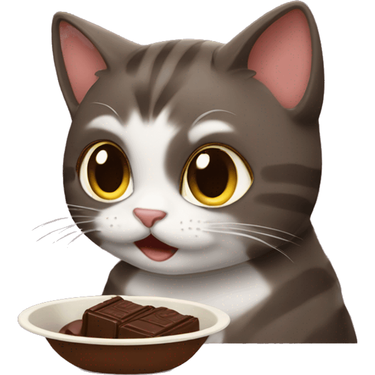 cat eating chocolat emoji