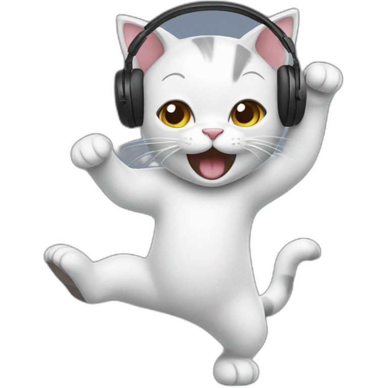 Cat wearing headphones & dancing  emoji