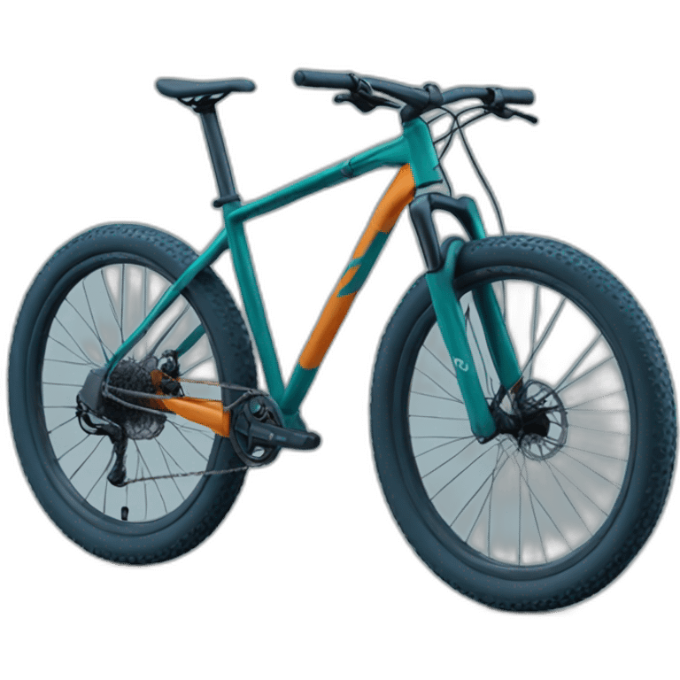 mountain bike in dark blue, sea green and orange emoji