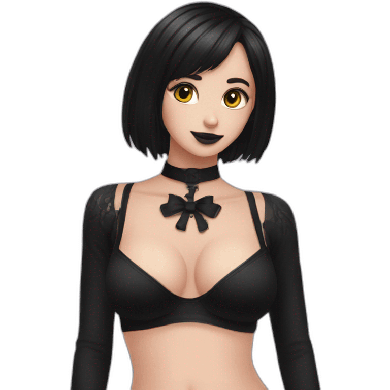 Goth underboob bra girl emoji