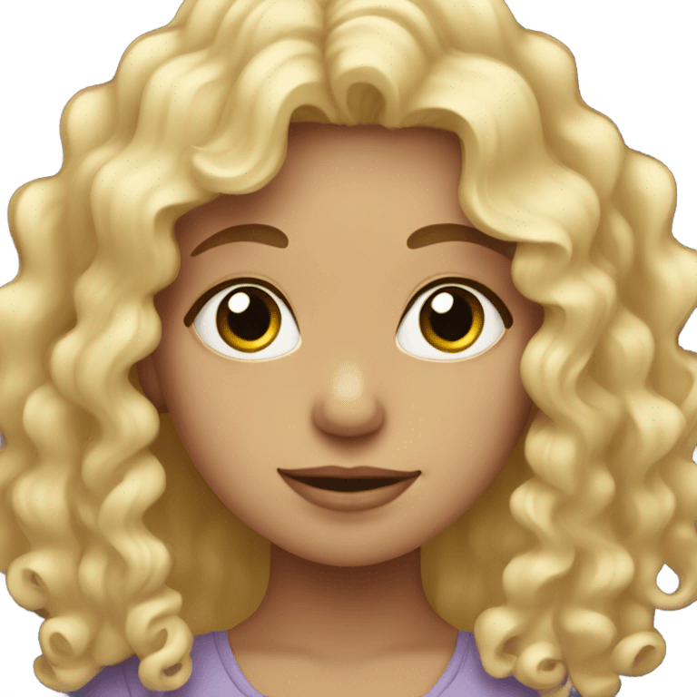 blonde haired girl with curly hair with heart hands  emoji