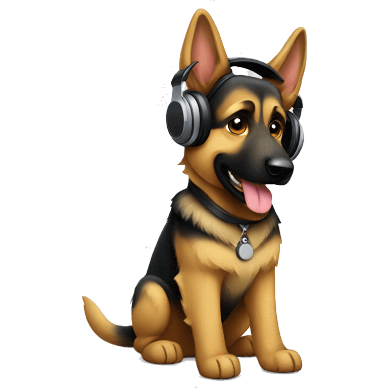 German shepherd with headphones  emoji