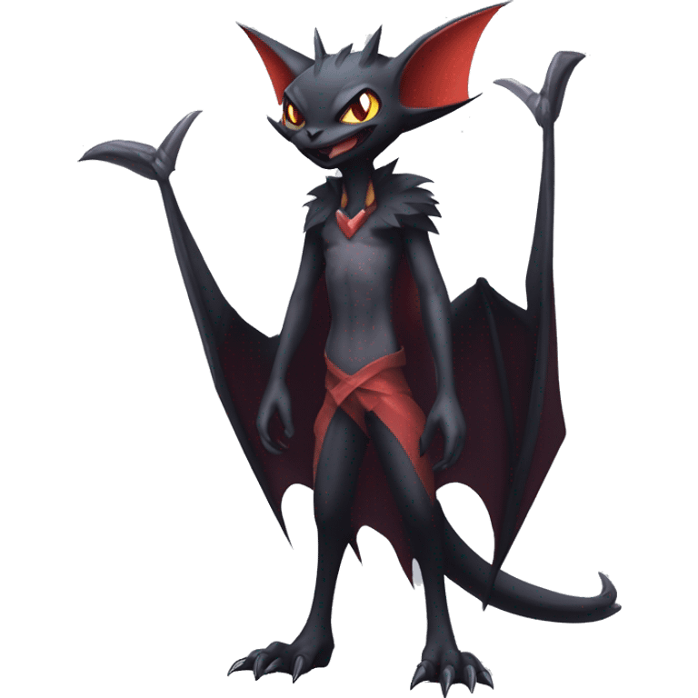  Kawaii Edgy Cool Vampiric Beautiful Noivern-Nargacuga-Litten with big Bat Ears full body emoji