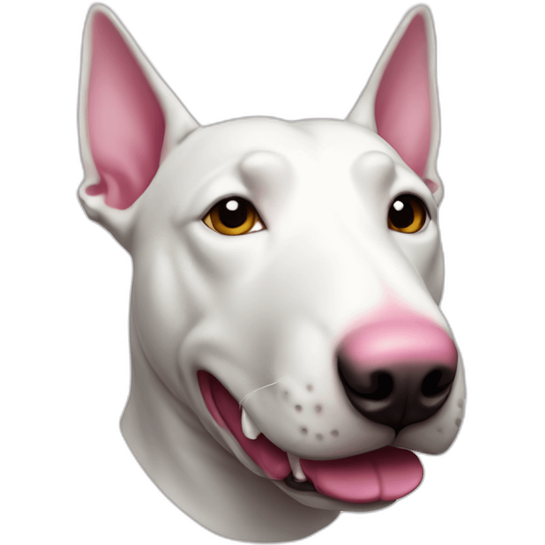 all white bull terrier head with pink nose emoji