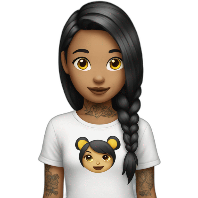 young girl with tattoo emoji