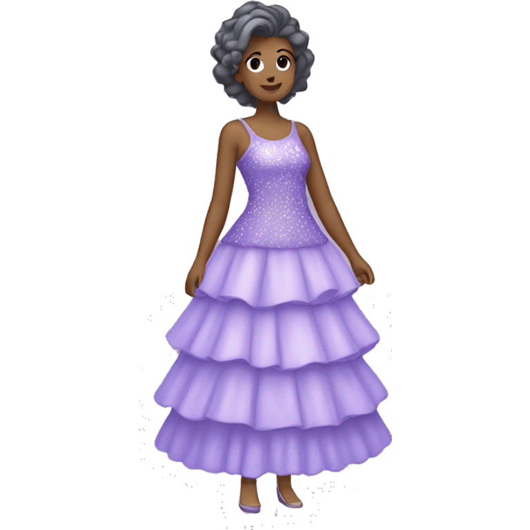 A lavender purple tiered sparkly dress. The layers should be slightly different shades of lavender and should be long  emoji