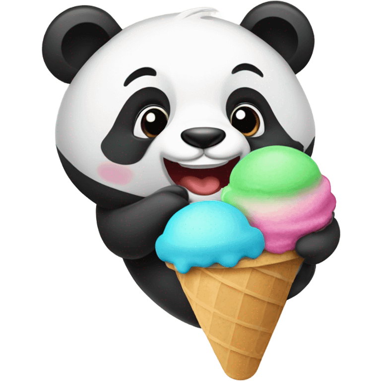 Panda eating ice cream emoji