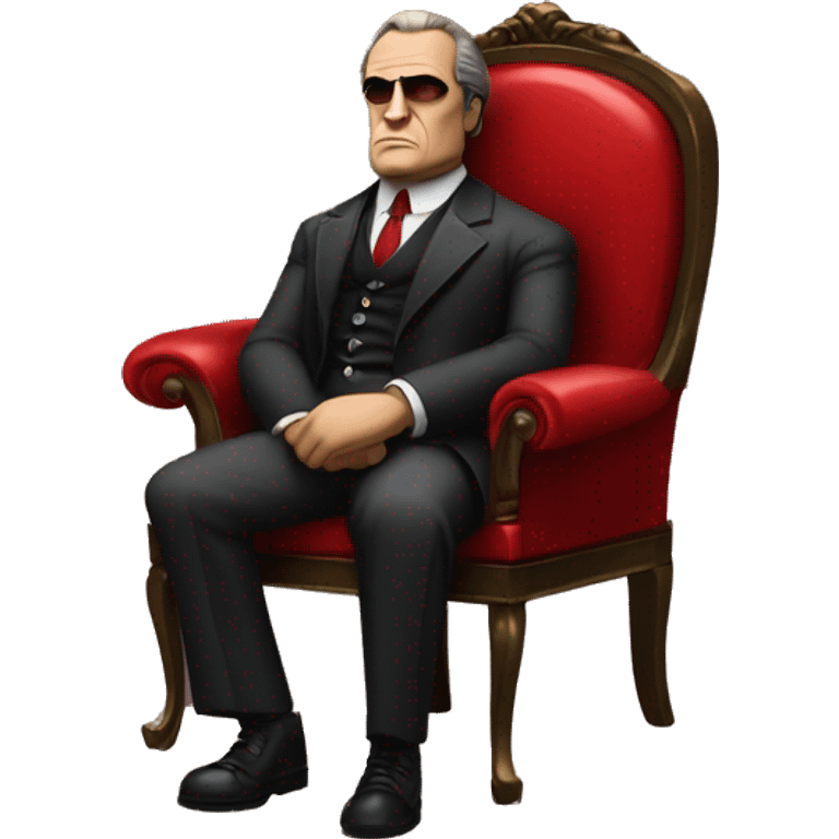 vito corleone as a mafia boss sitting on a red chair emoji