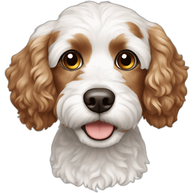 White medium sized cavapoo dog with brown spots emoji