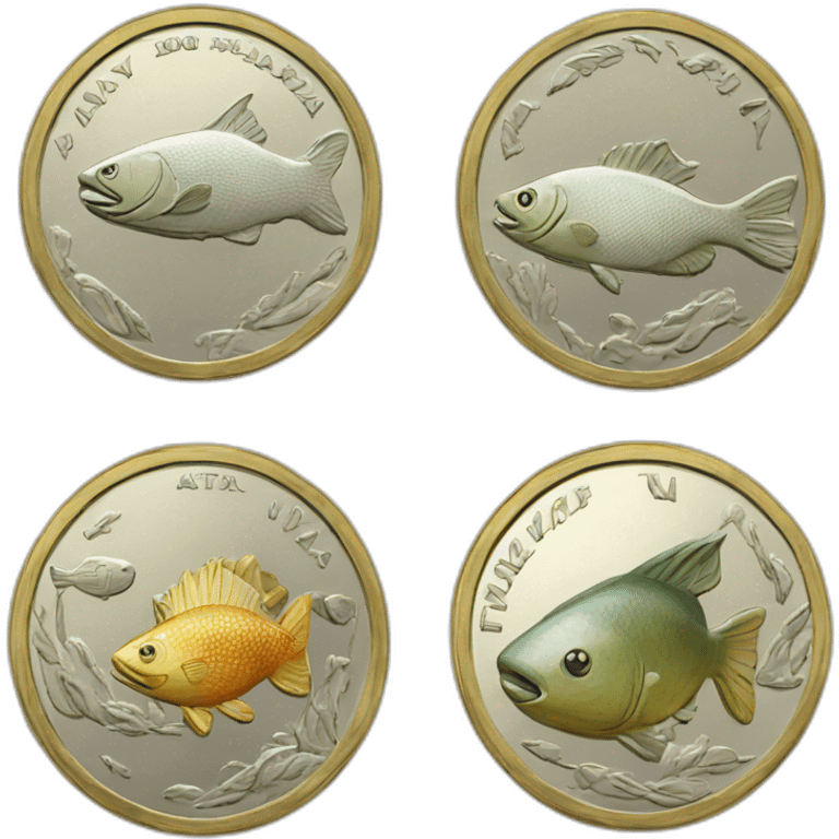 Latvian coin lats with fish and 1 emoji