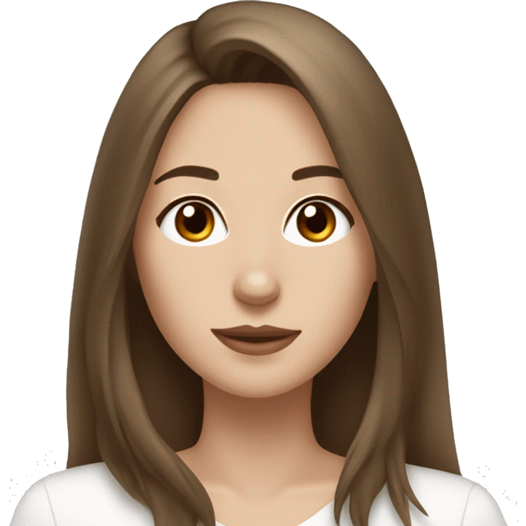 beautiful woman, straight long medium brown hair, brown eyes With white Maltese dog emoji