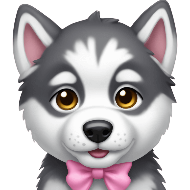 Husky puppy with pink bow emoji