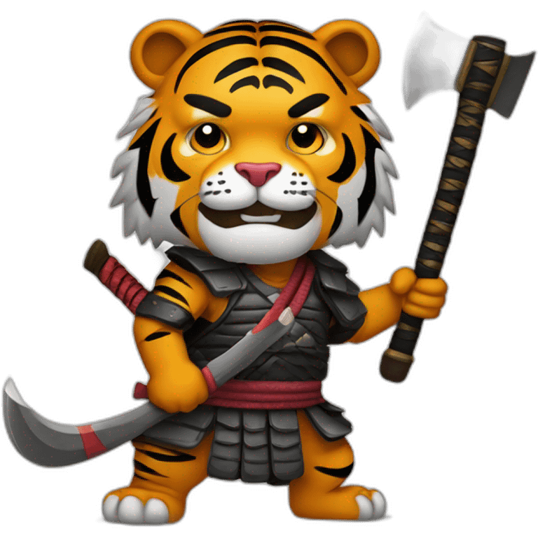 Tiger samurai holding axe emoji