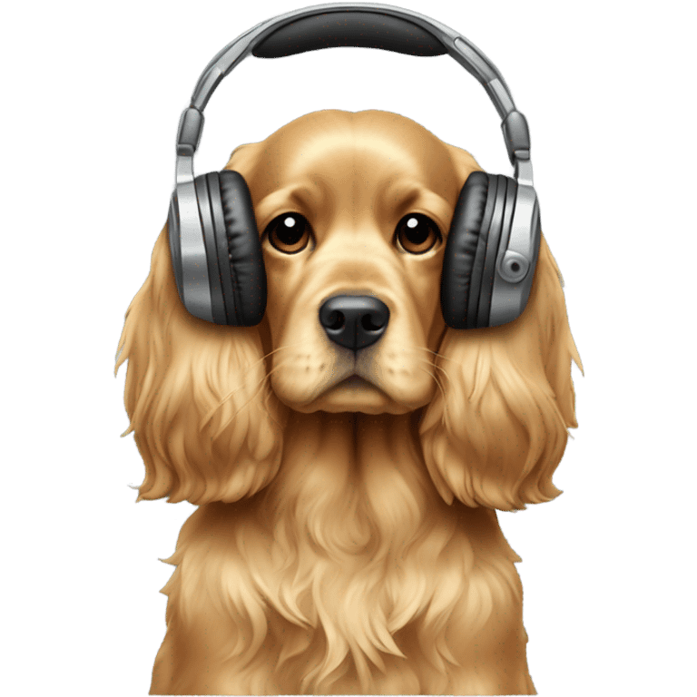 golden cocker spaniel with headphones emoji