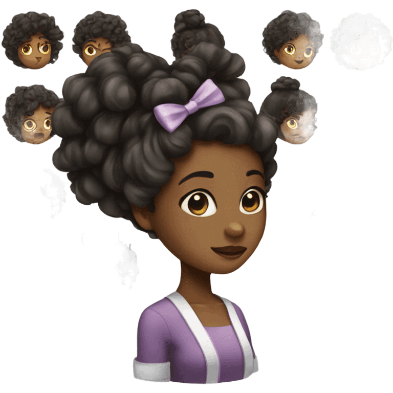 black girl with curly hair and a bow  emoji