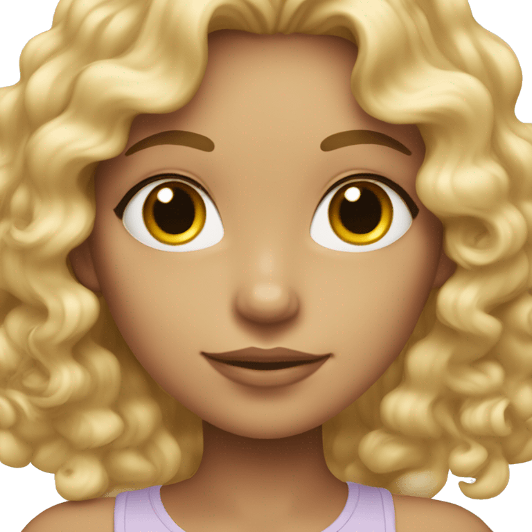 blonde girl with curly hair, coquette  emoji