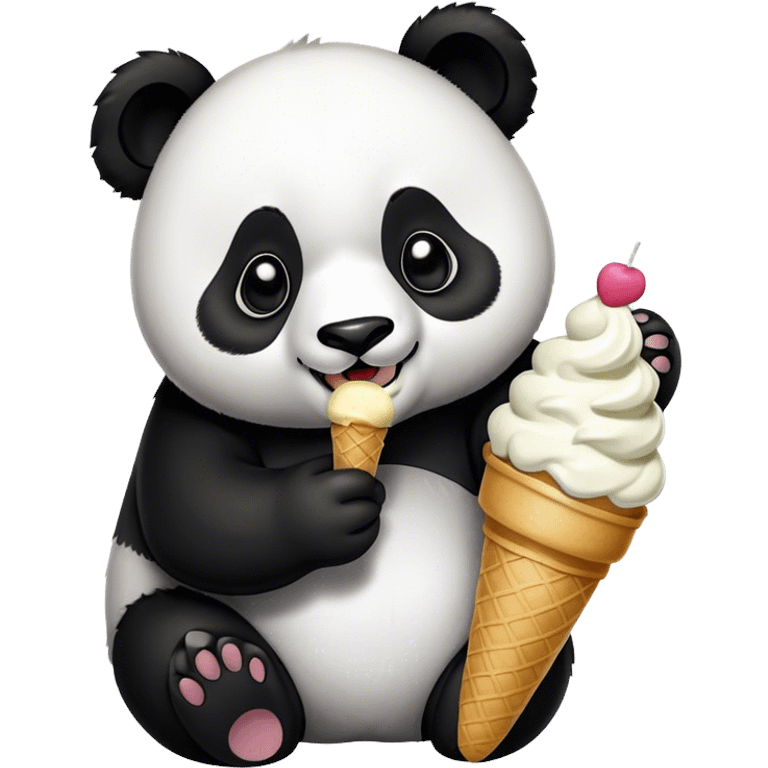 Panda eating ice cream emoji