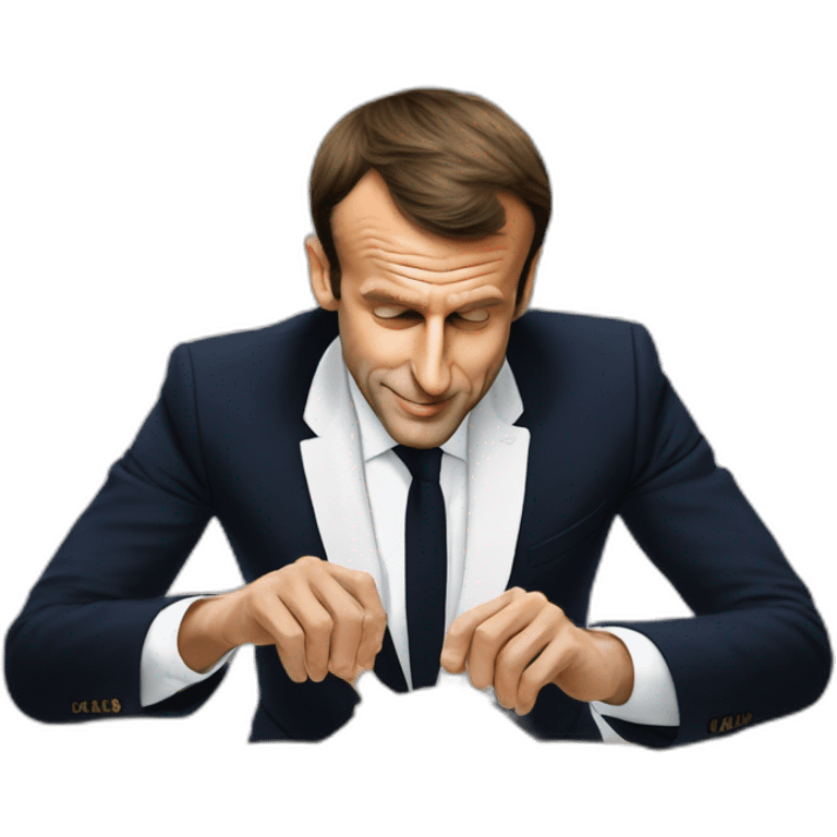 Emmanuel Macron sniffing flour emoji