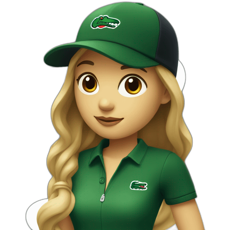 Lacoste bag girl with black lacoste hat emoji