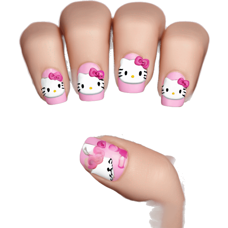 Hello kitty nails on hands emoji