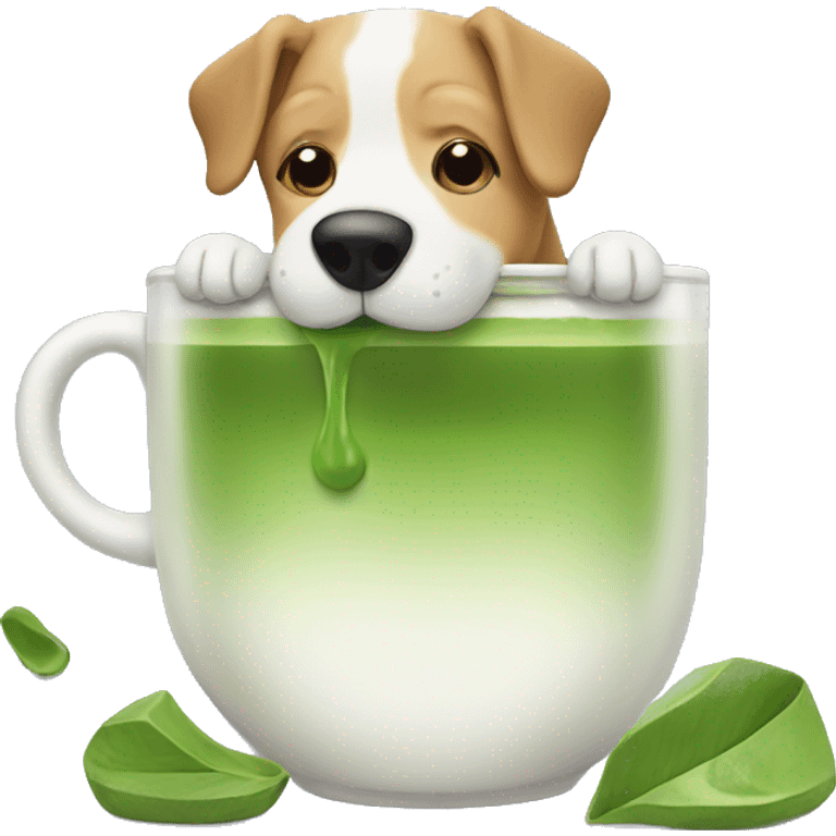 Dog drinking matcha emoji