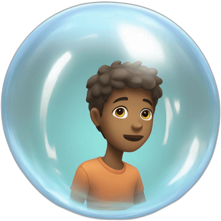 A boy living inside a bubble emoji