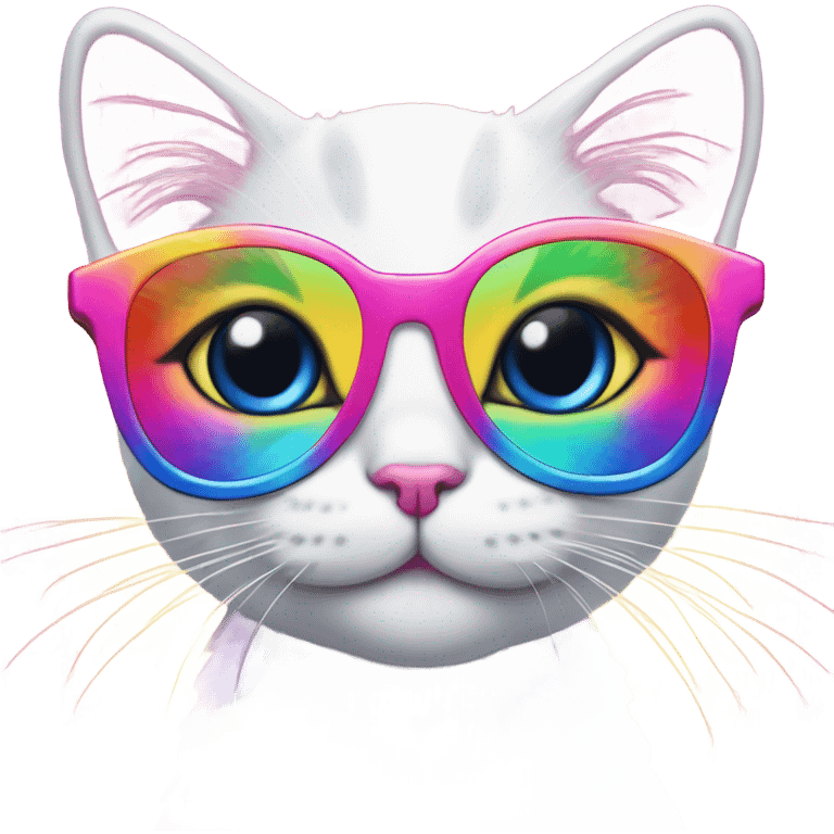 Lisa frank rainbow kitten with glasses emoji