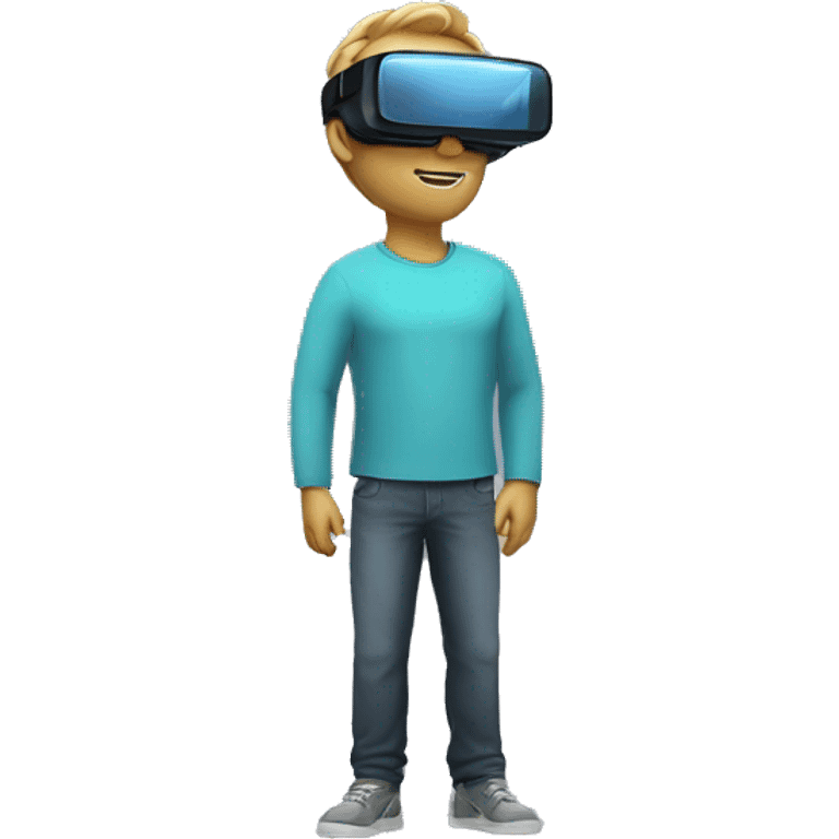 man wearing an Augmented reality headset looking up slightly emoji