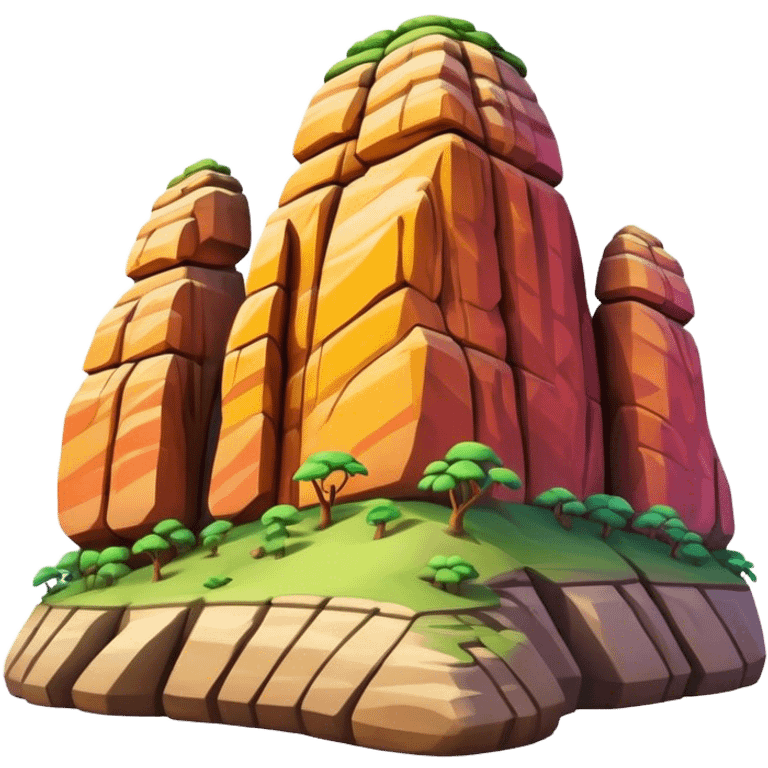 Cinematic Realistic Guatap√© Rock Landmark Emoji, showcasing a vividly colored rock formation with intricate patterns rendered with detailed textures and vibrant, scenic lighting. emoji