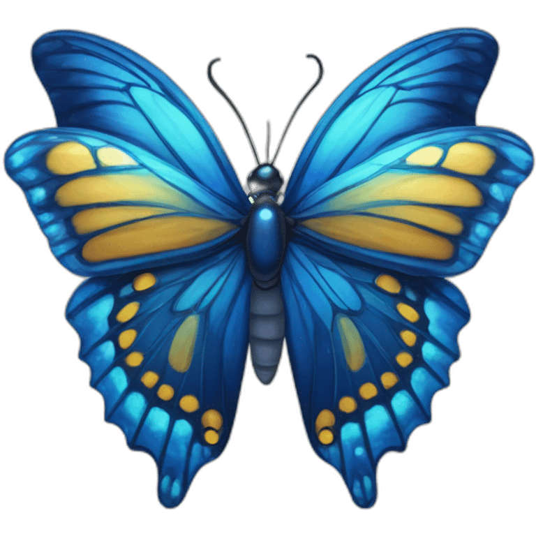 royal-blue butterfly breaking out of crysalis emoji