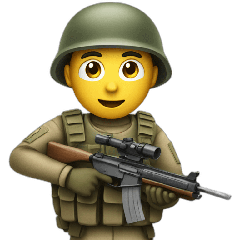 soldier pointed with his rifle to the camera emoji